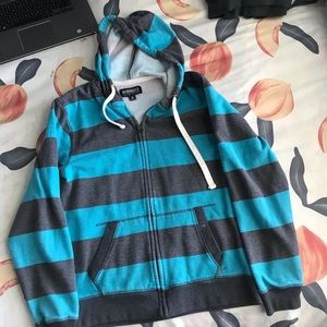 Blue and Grey Striped Vintage Sweater/Hoodie